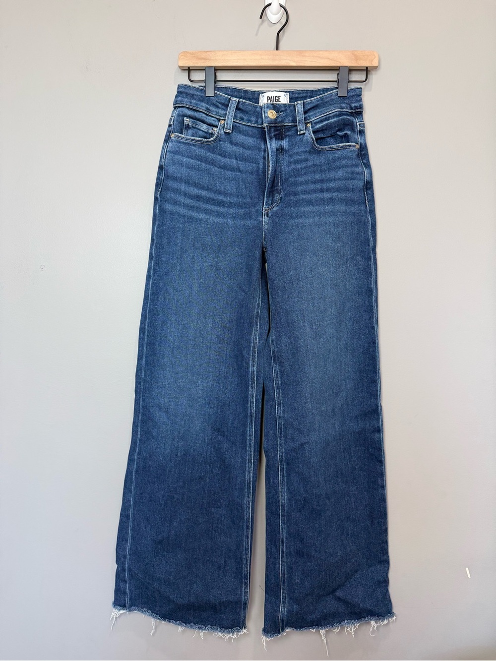 PAIGE Anessa 31” Wide Leg Jeans Size 26 Raw Hem